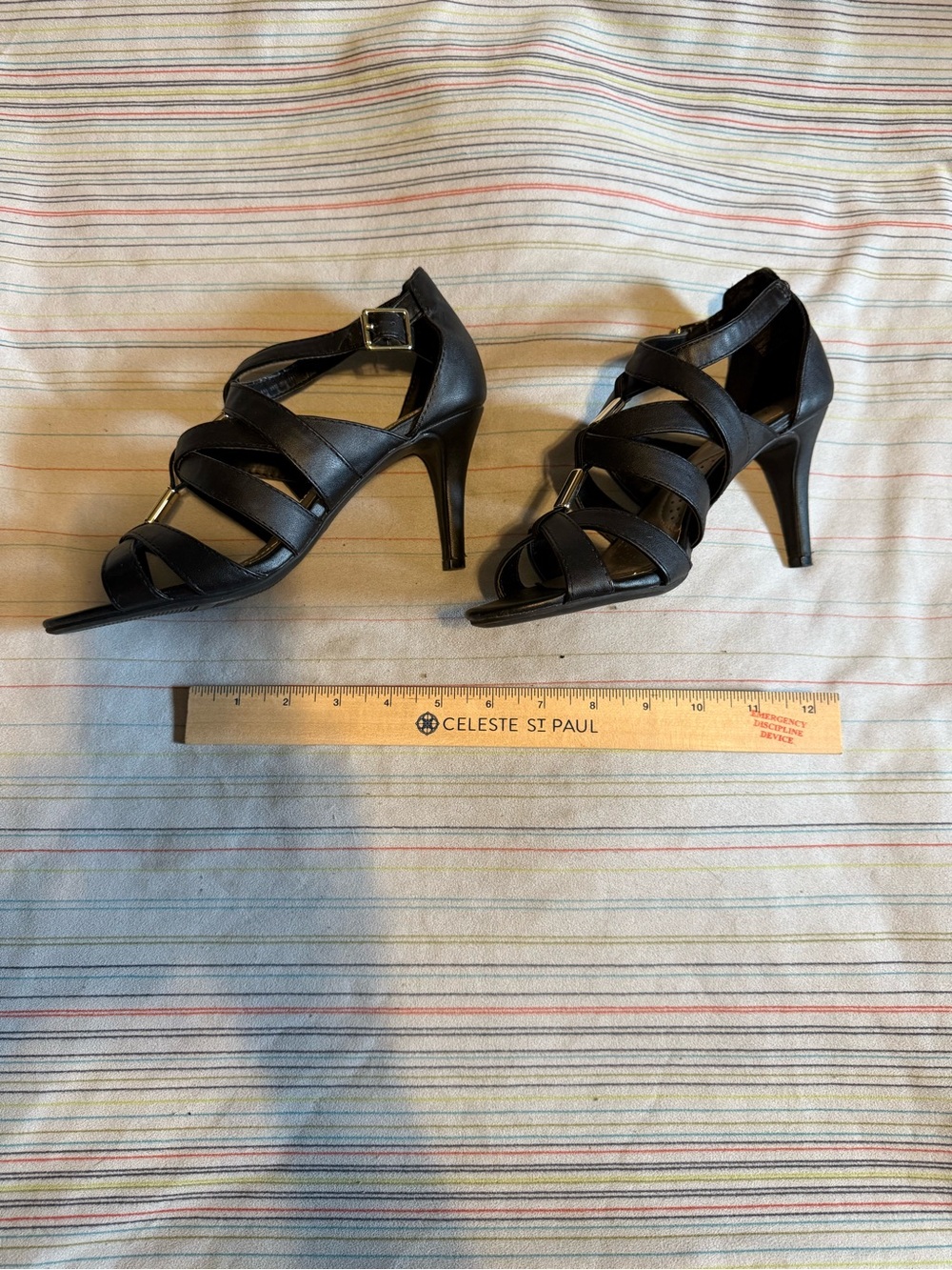 dexflex comfort Black Strappy High Heel Sandals